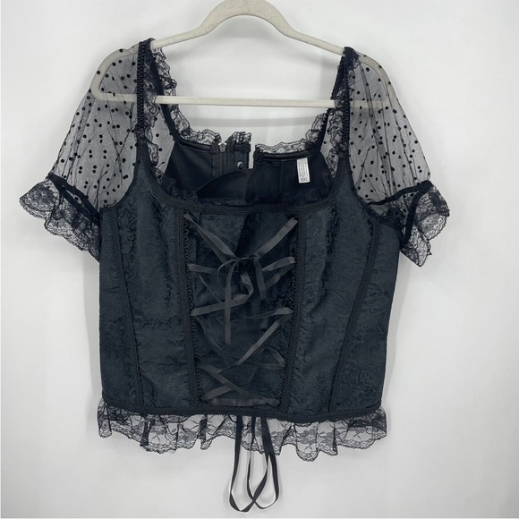 gothic corset 5xl puff sleeves lace black - Picture 1 of 7